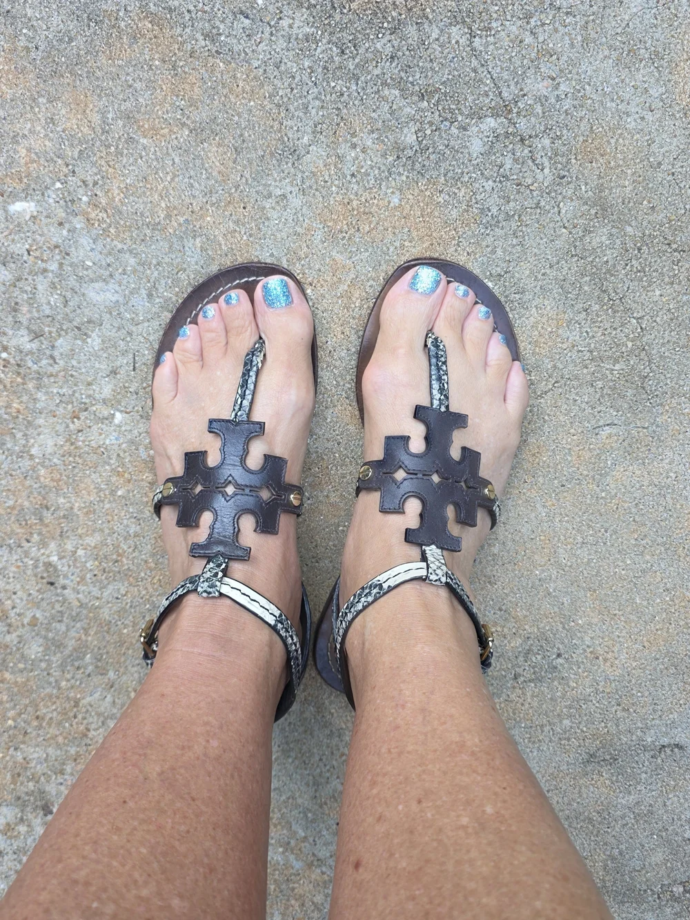 Tory Burch Brown Leather Miller T-Strap Sandals